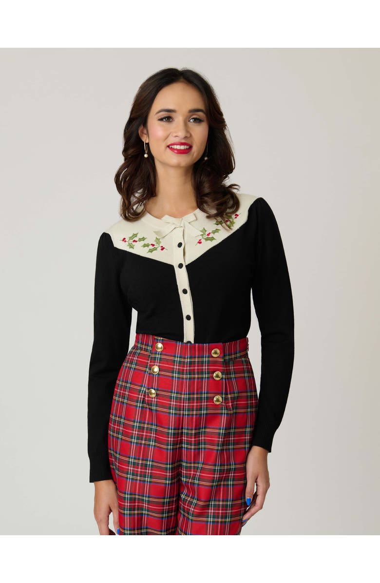 Smak Parlour 1960s Long Sleeve Cardigan, Main, color, Black