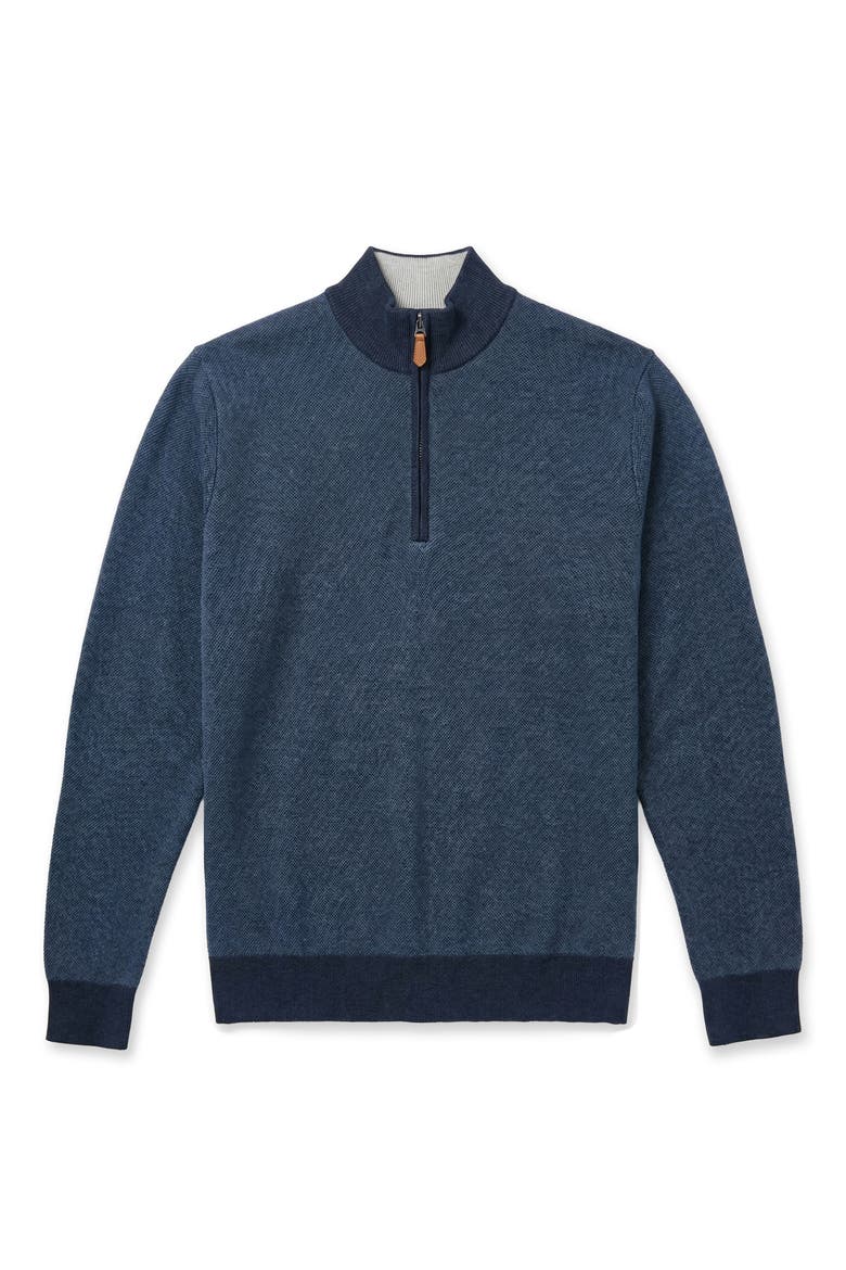 Merino Wool Blend Quarter Zip Pullover, Alternate, color, INDIGO