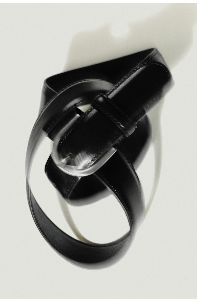 COS D-Buckle Leather Belt, Alternate, color, Black / Silver