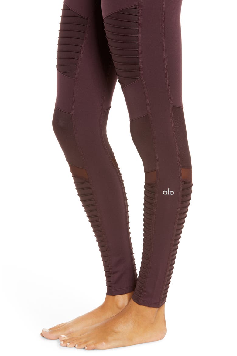 High Waist Moto Leggings, Alternate, color, OXBLOOD