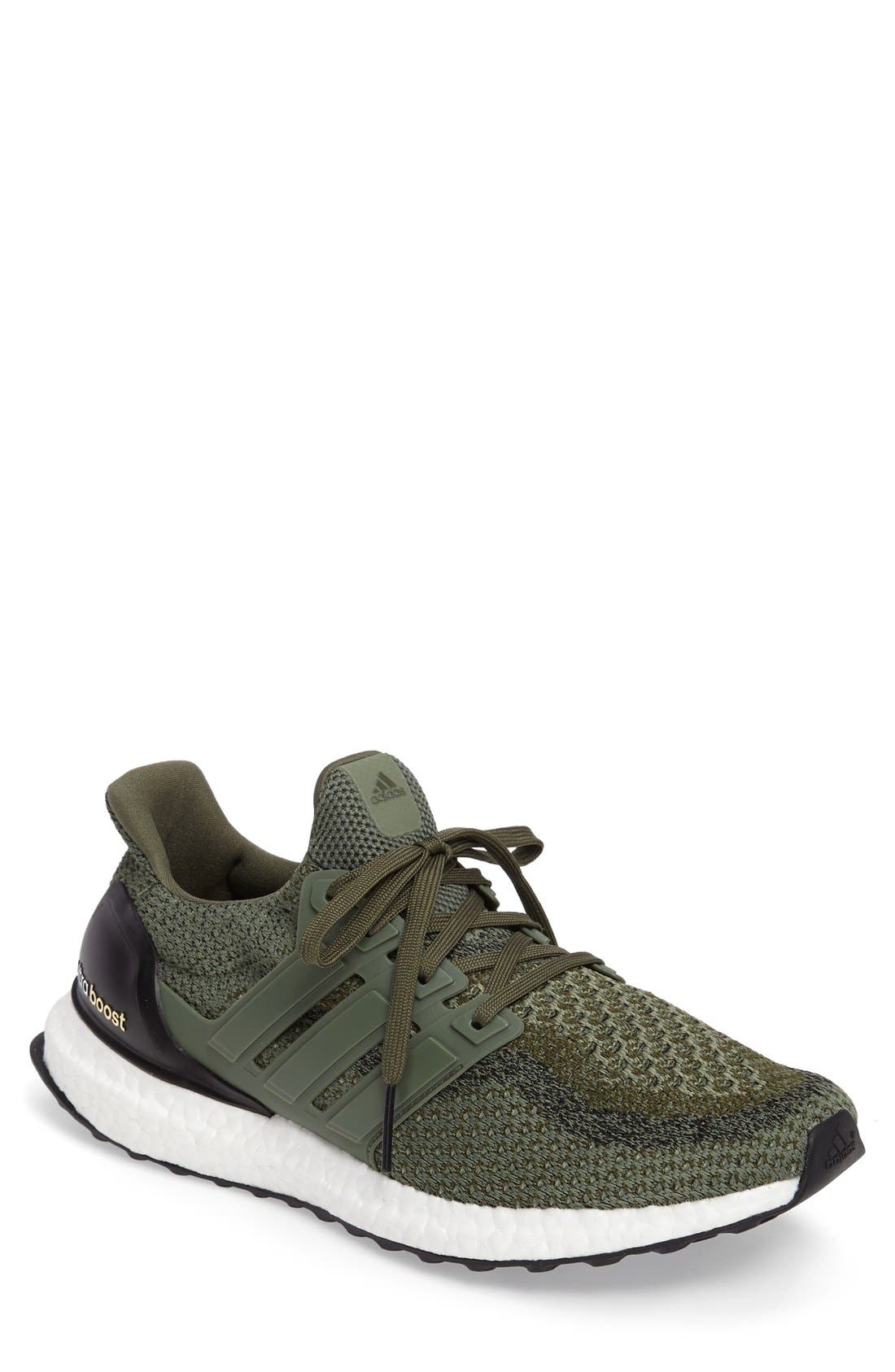 UltraBoost Running Shoe, Main, color, BASE GREEN/ WHITE