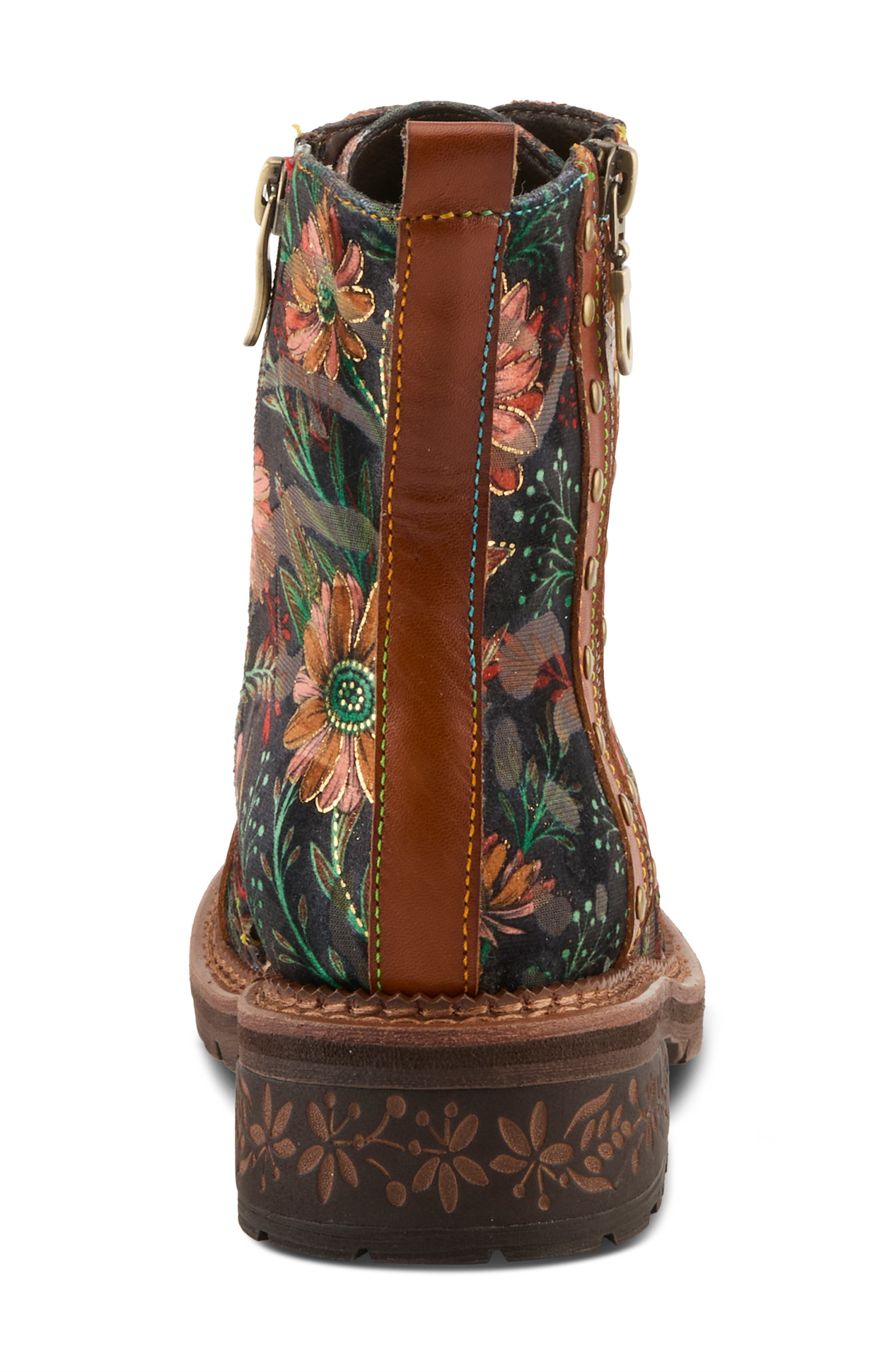 Cordea Floral Lace-Up Boot, Alternate, color, CAMEL MULTI