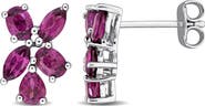 Julianna B. Rhodolite Floral Cluster Earrings Sterling Silver