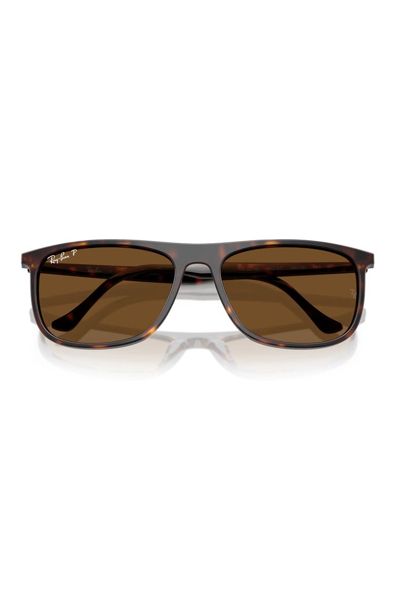 58mm Polarized Rectangular Sunglasses, Alternate, color, HAVANA / POLAR BROWN