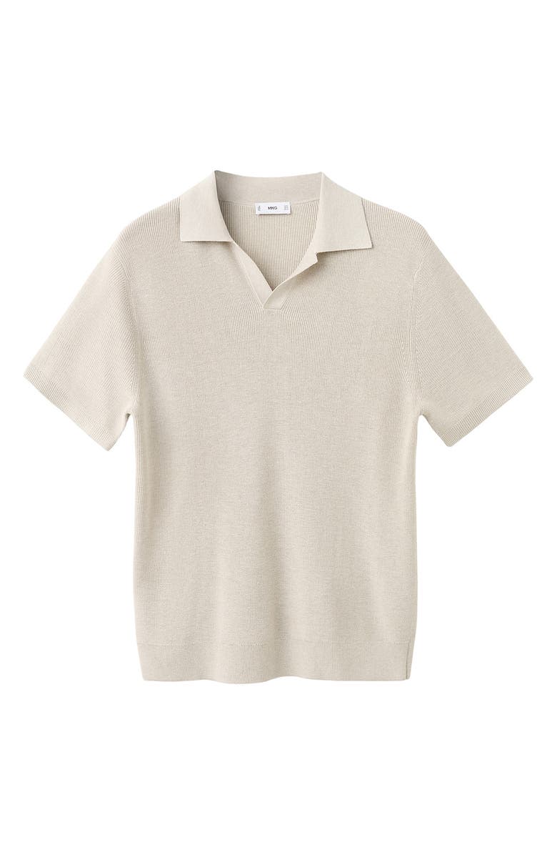 MANGO Structured Knit Polo, Alternate, color, Beige