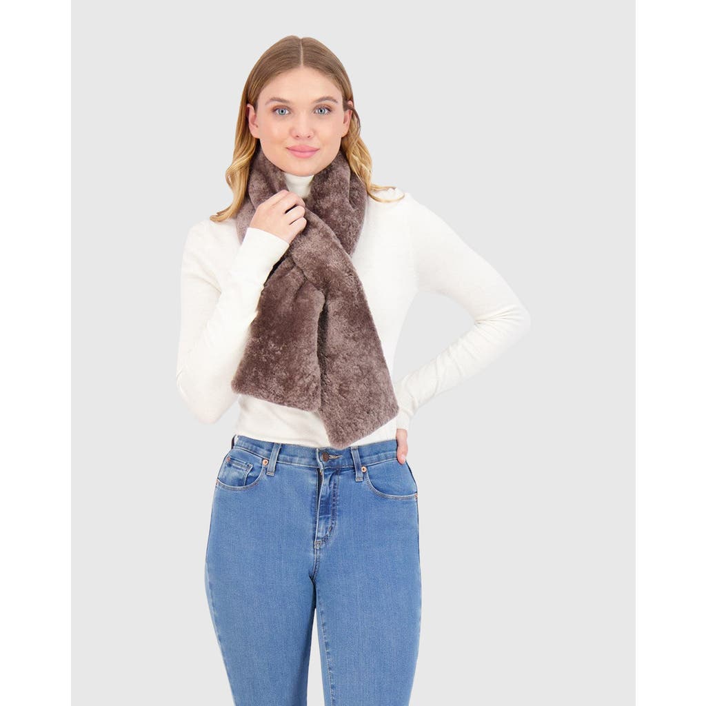 Gorski Silky Shearling Lamb Pull-through Scarf In Brown