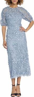 Maggy London Illusion Floral Appliqué Gown