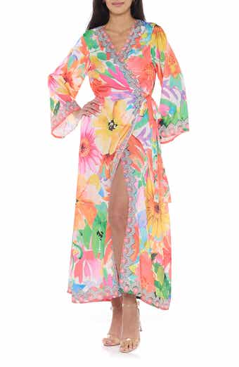 RANEES Floral Long Sleeve Wrap Duster