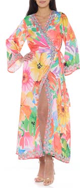 RANEES Floral Long Sleeve Wrap Duster
