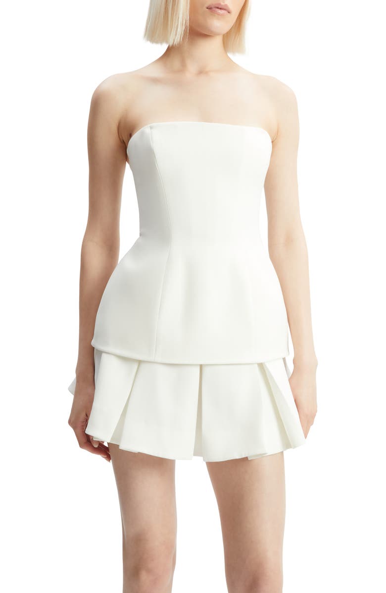 Bardot Helenia Longline Strapless Crepe Top, Alternate, color, Orchid White