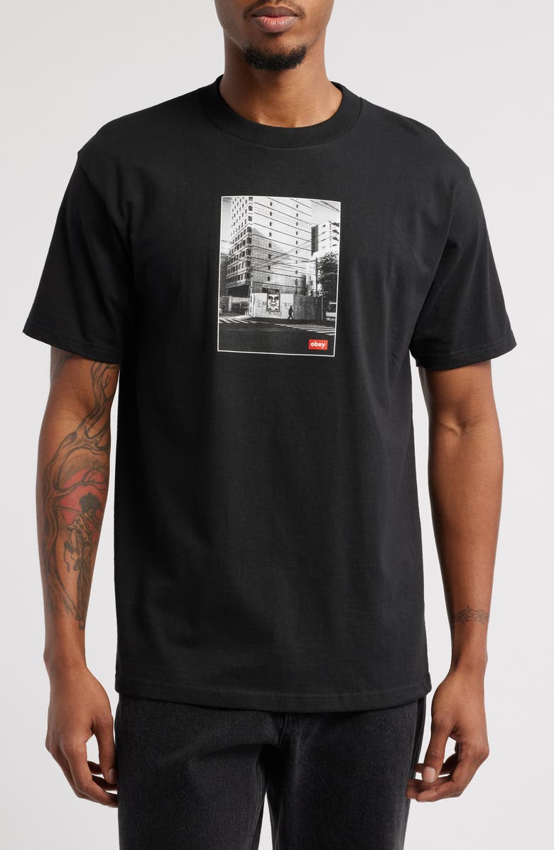 Obey Osaka Photo Cotton Graphic T-Shirt, Main, color, 