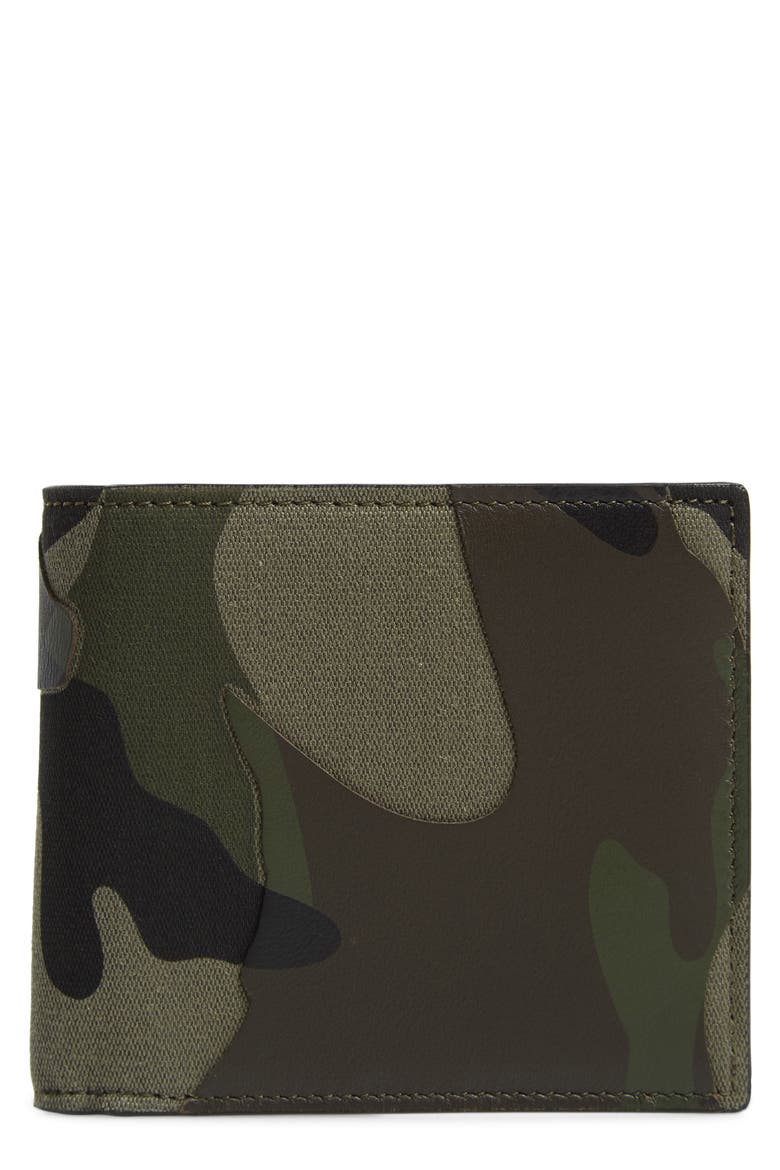 Valentino Camo Billfold Wallet, Main, color, GREEN