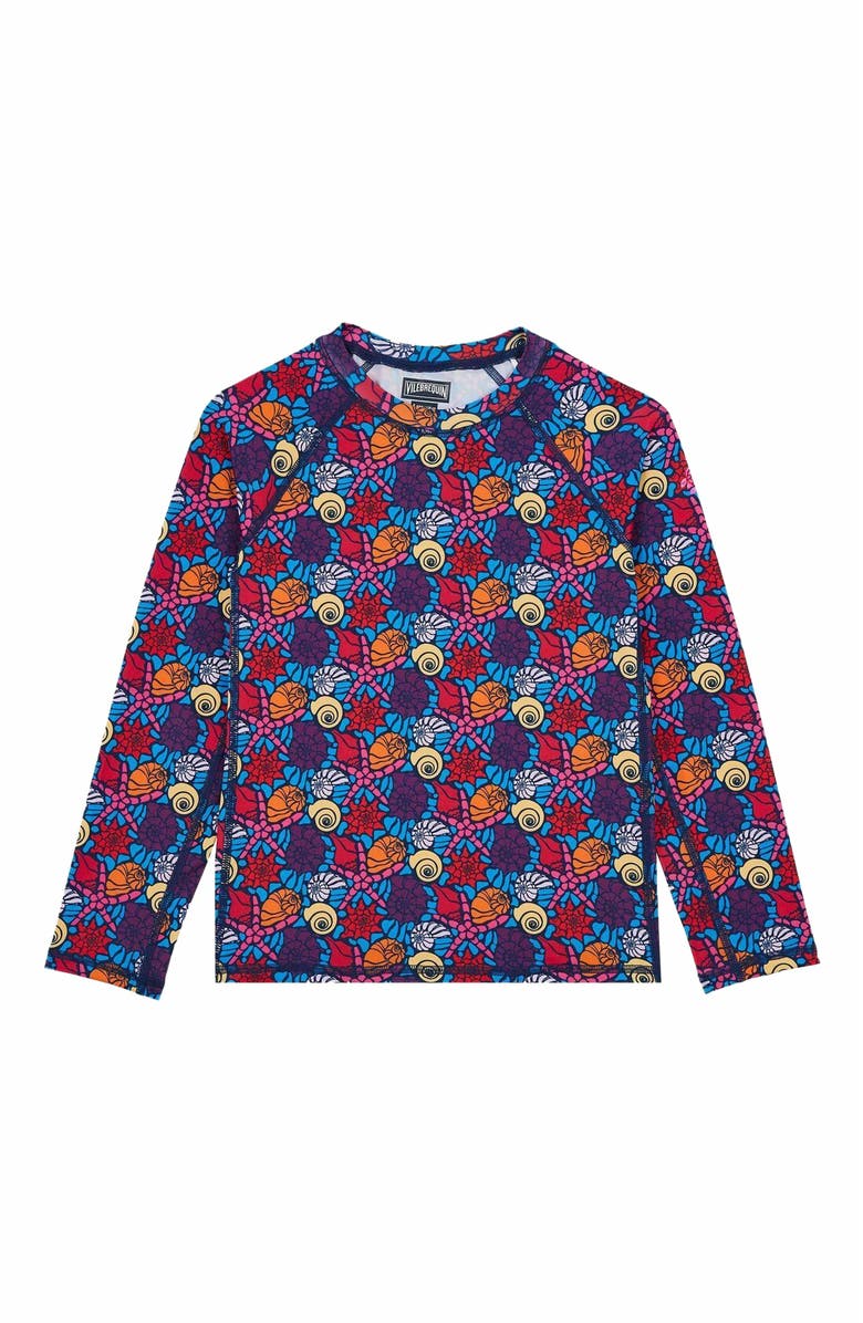 Vilebrequin Kids' Noumea Sea Shells UV Protection Rashguard, Main, color, Bleu Marine