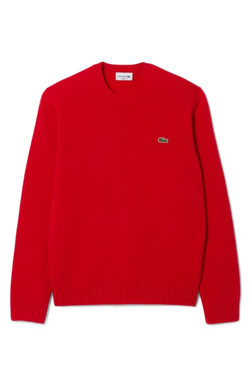 Lacoste Classic Fit Cashmere Crewneck Sweater In Red