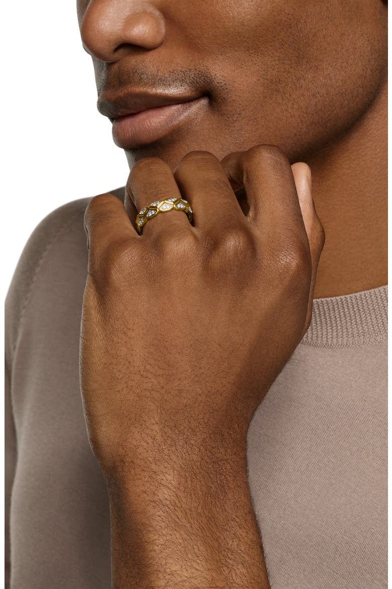 Men's Hex Band Ring, Alternate, color, DIAMOND GOLD