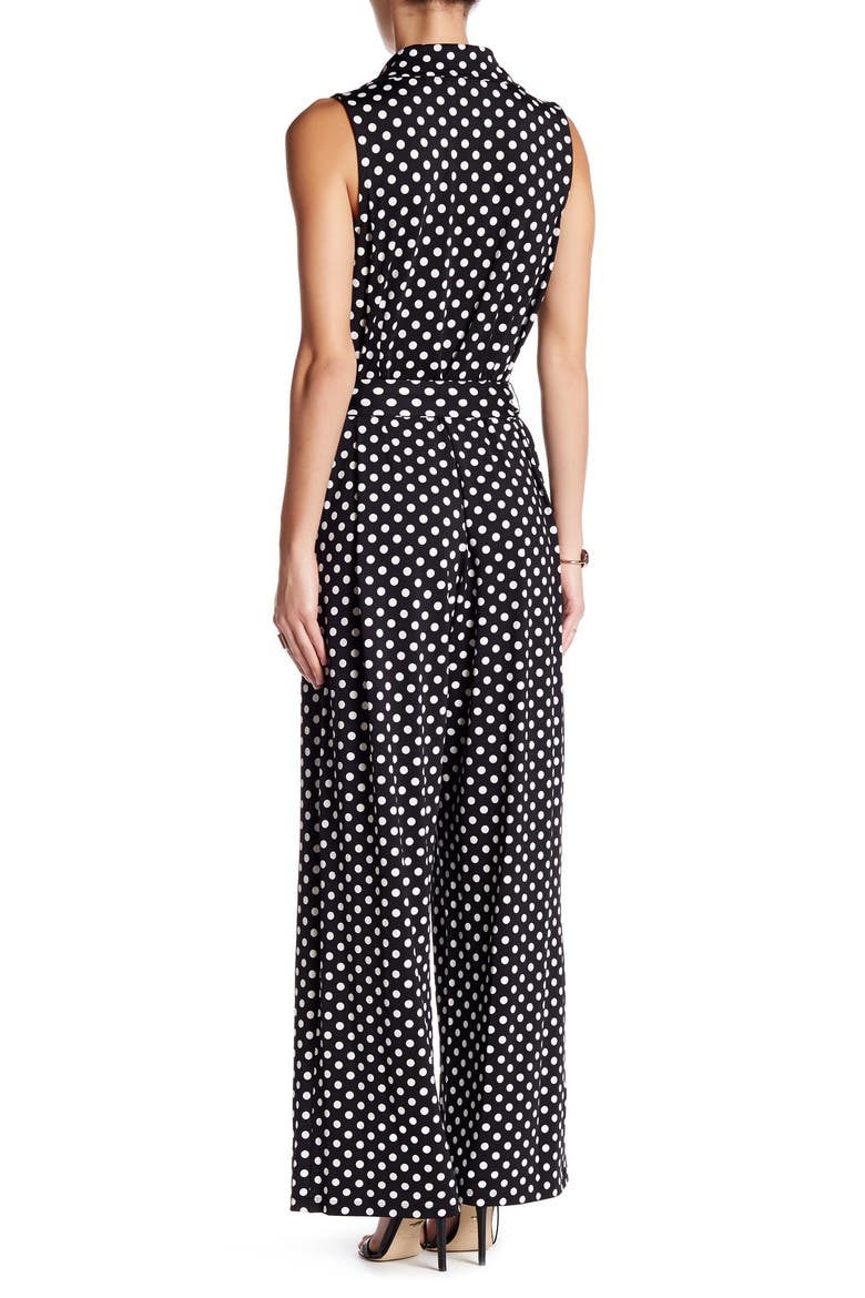 Sleeveless Faux Wrap Jumpsuit, Alternate, color, BLACK-IVORY
