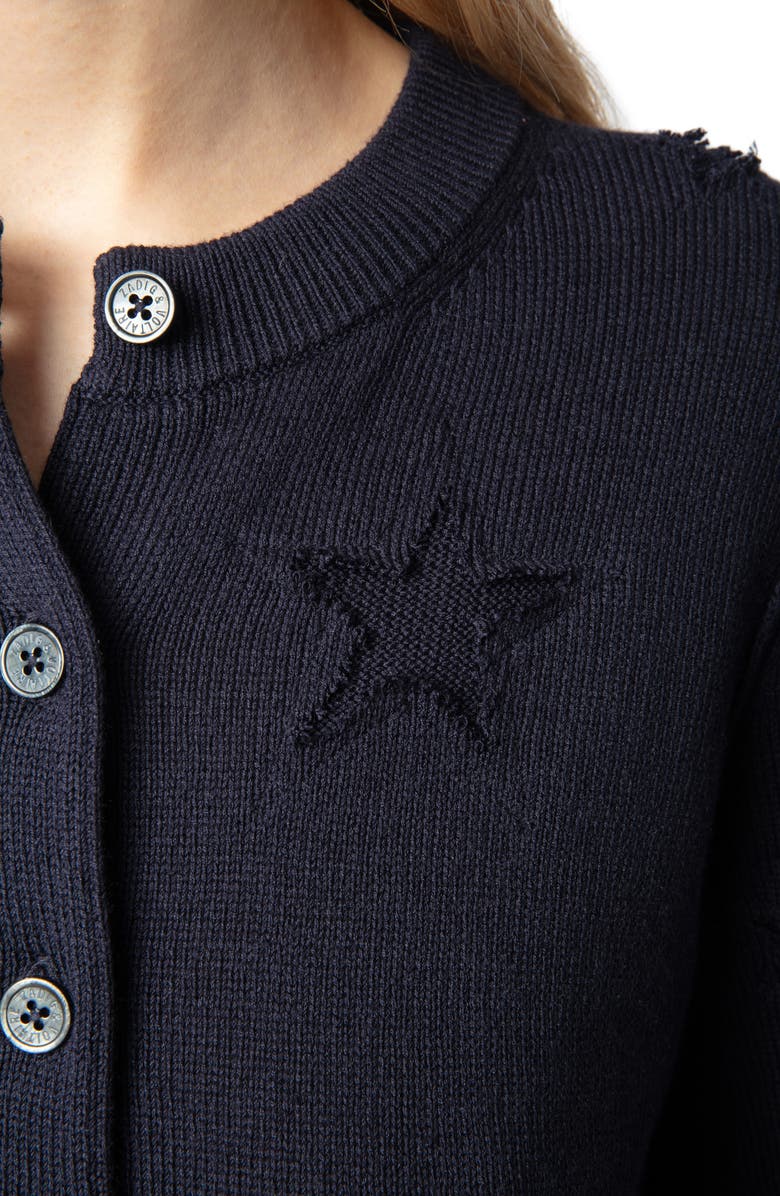 Zadig & Voltaire Alpha Star Intarsia Silk & Cashmere Cardigan, Alternate, color, 