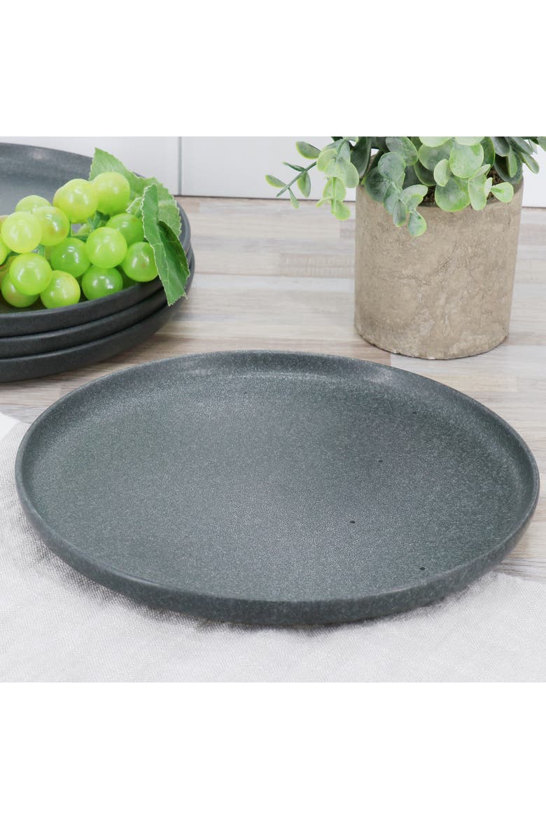 Landon 4 Piece 8.4in Round Stoneware Salad Plate Set, Alternate, color, Grey