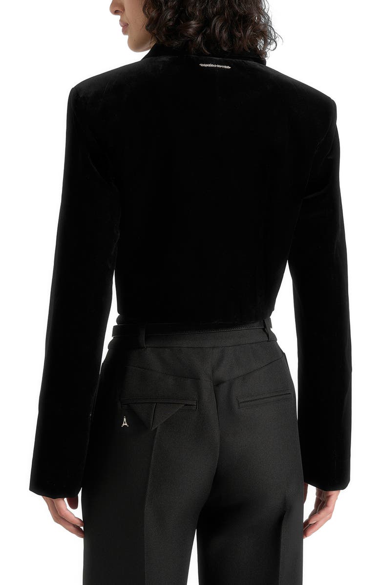 Manière De Voir Adina Velvet Cropped Jacket, Alternate, color, Black