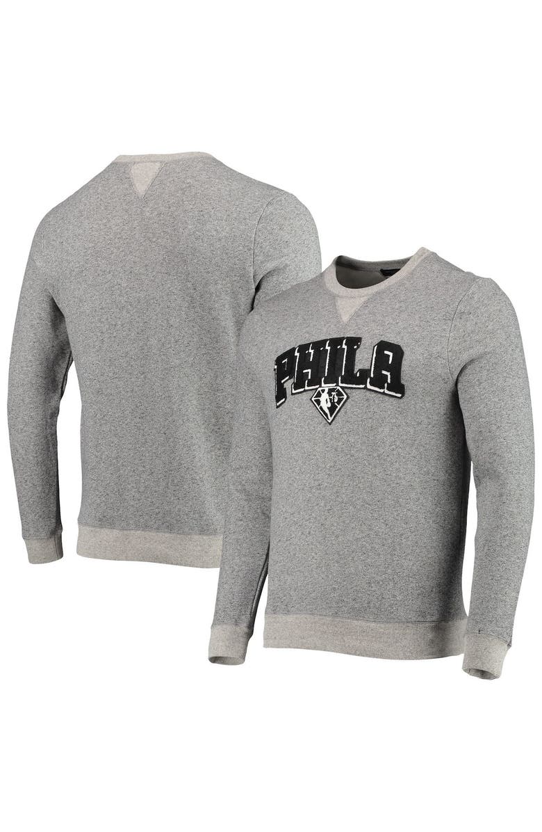 Junk Food Men's Junk Food Heathered Gray Philadelphia 76ers Marled French Terry Pullover Sweatshirt, Main, color, 