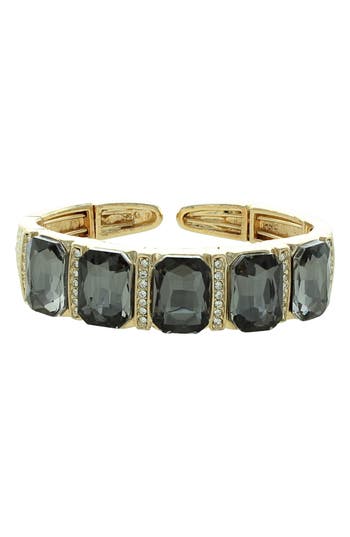 Olivia Welles Penelope Crystal Cuff Bracelet In Gold/grey/clear