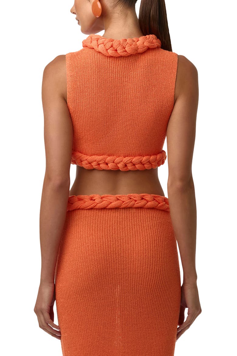 Rib Knit Braid Trim Crop Top, Alternate, color, PEACH SORBET