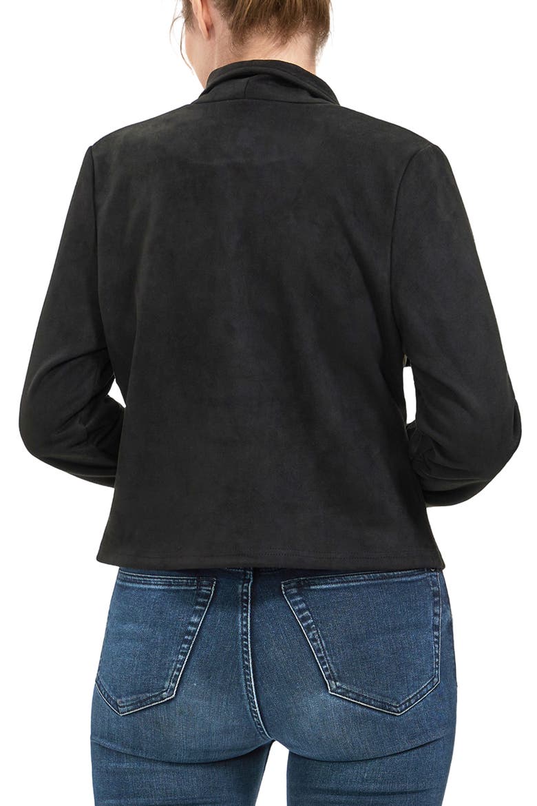 Women's Faux Suede Open Front Jacket, Alternate, color, Black