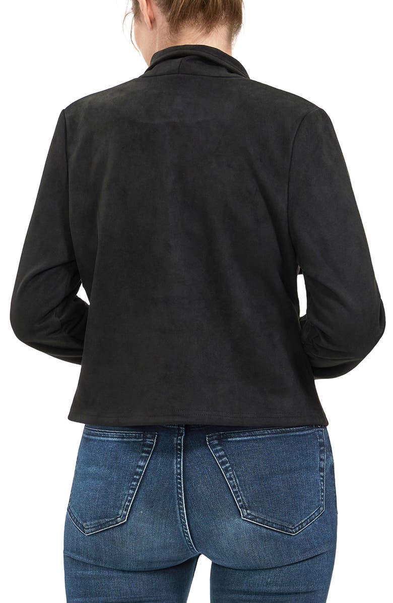 Kimi & Kai Women's Faux Suede Open Front Jacket, Alternate, color, Black