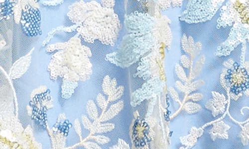 Shop Dress The Population Carina Sequin Appliqué Midi Dress In Sky Multi