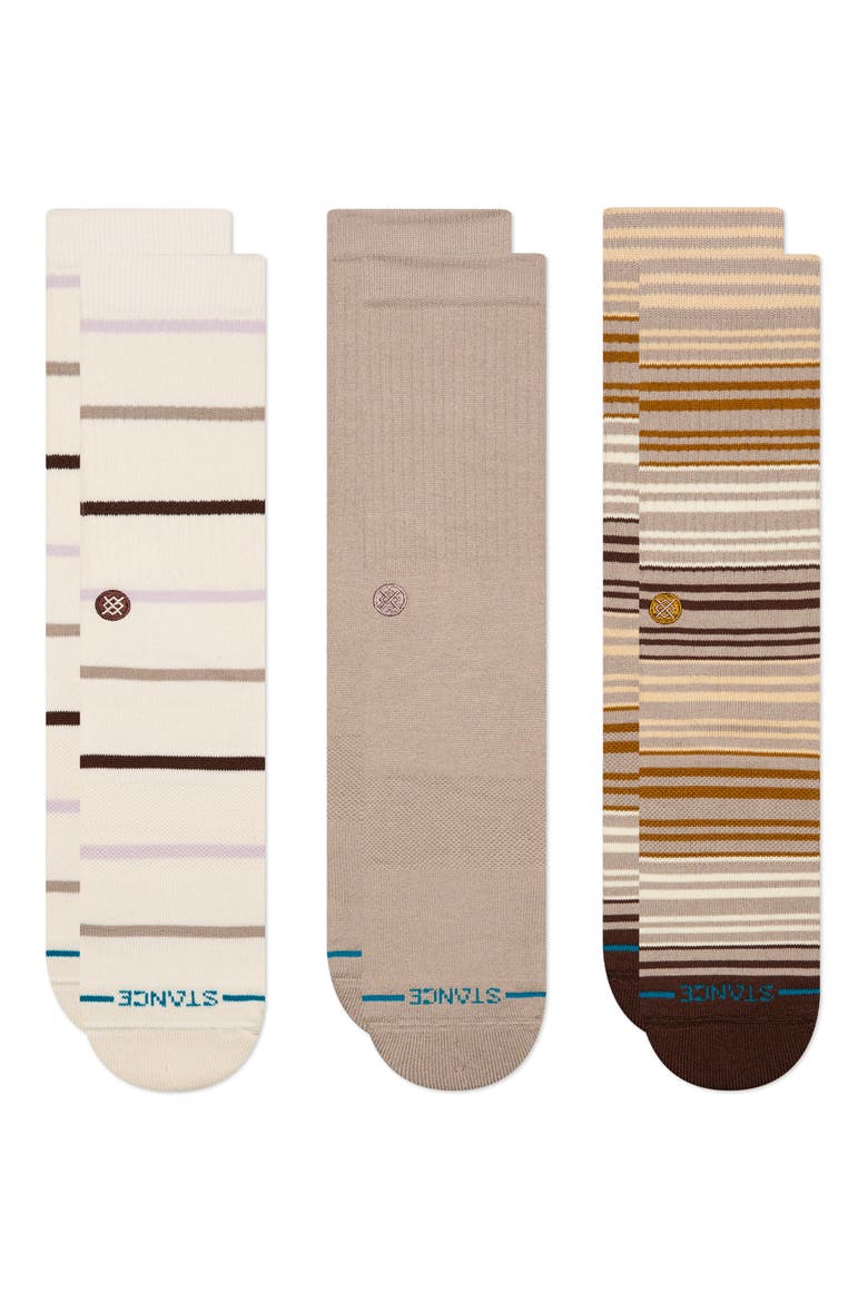 Boardwalk Assorted 3-Pack Crew Socks, Main, color, TAN