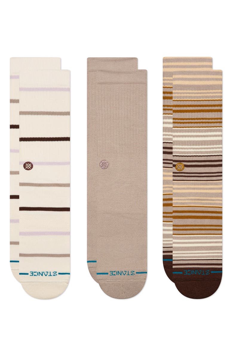 Stance Boardwalk Assorted 3-Pack Crew Socks, Main, color, Tan