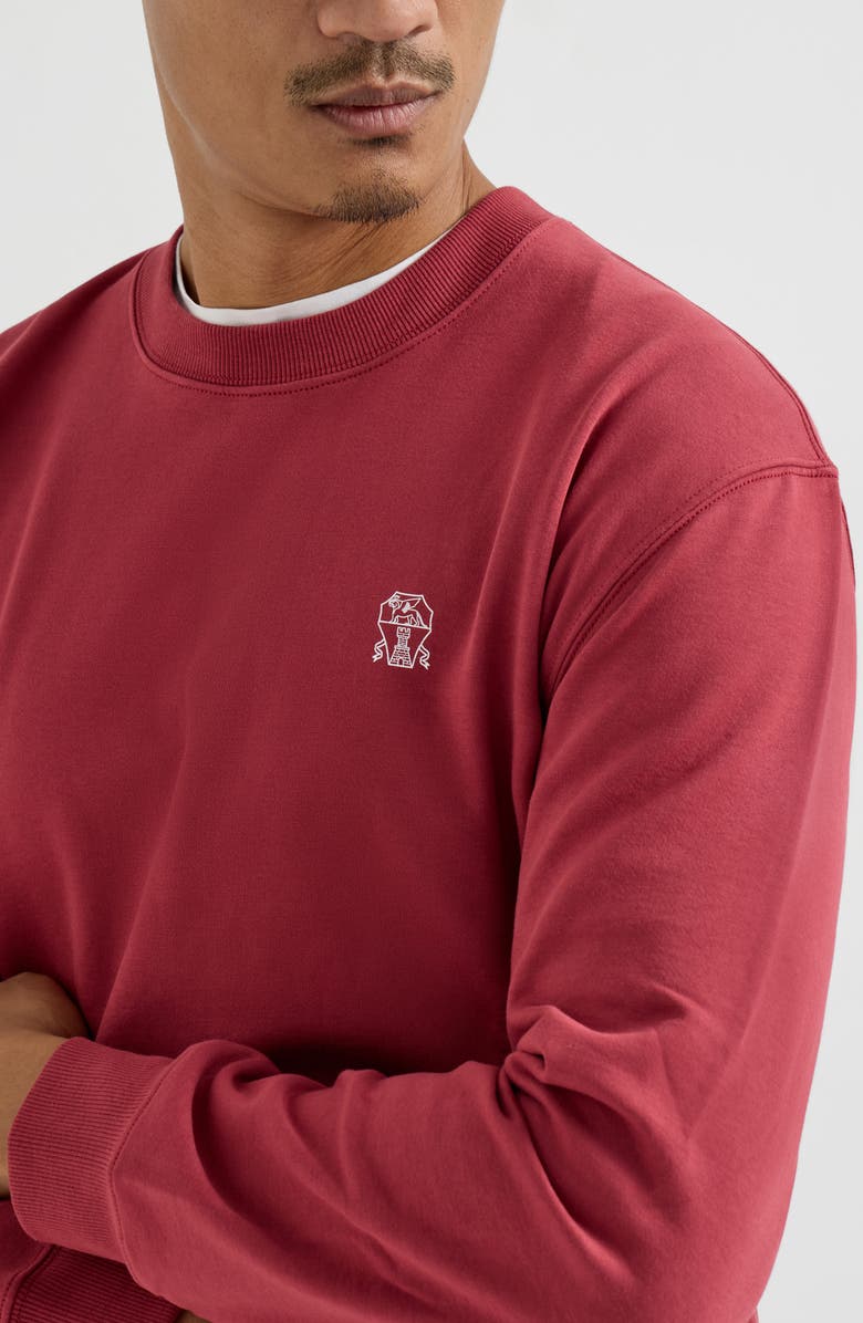 Brunello Cucinelli Cotton French terry sweatshirt, Alternate, color, Cherry