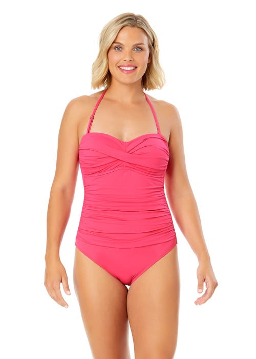 ANNE COLE TWIST FRONT SHIRRED ONE PIECE SWIMSUIT
