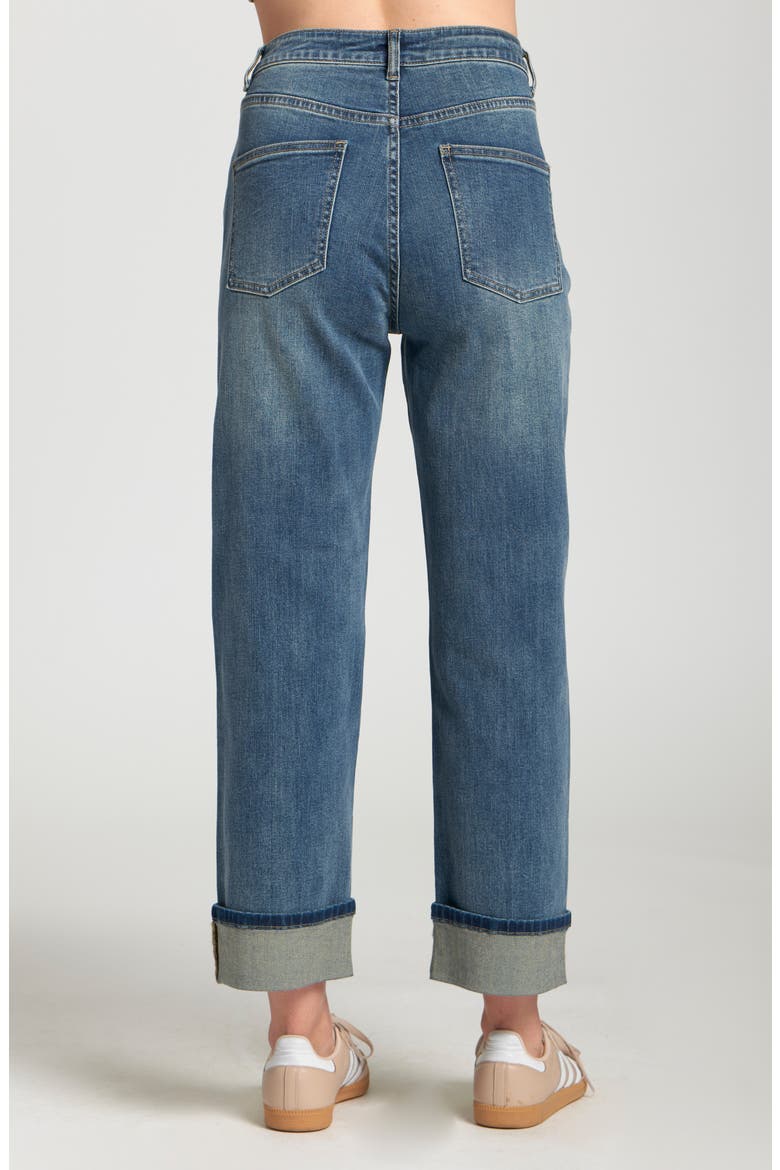 Cuffed Straight Leg Jeans, Alternate, color, MEDIUM INDIGO