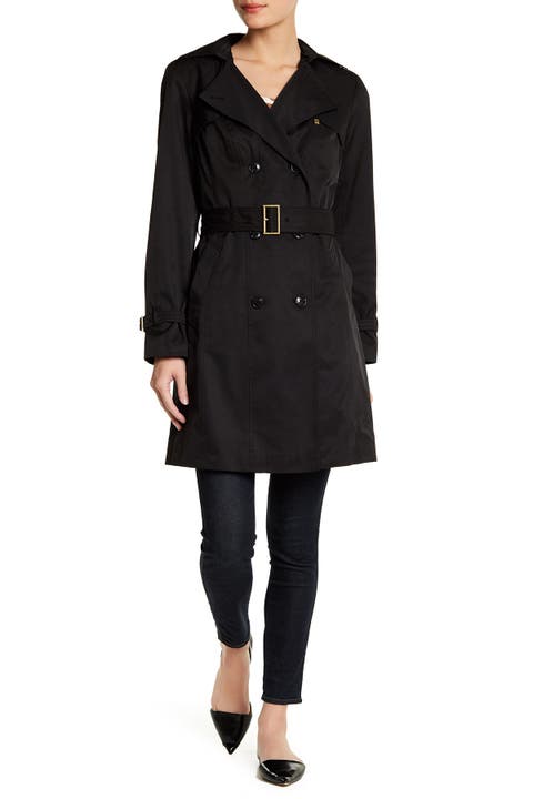 Cole Haan Hooded Double-Breasted Trench Coat