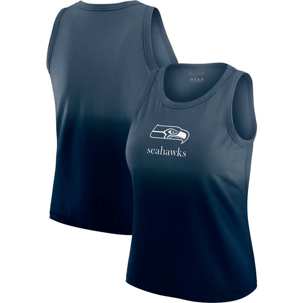 Wear By Erin Andrews X Gracie Hunt Navy Seattle Seahawks Ombre Tank Top In Blue
