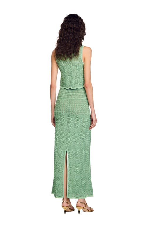 Sandro Knitted Maxi Skirt In Mint