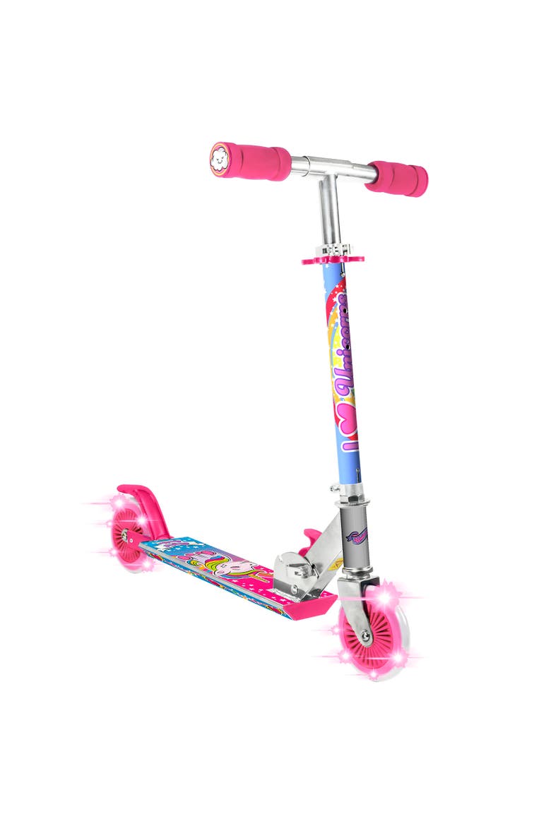 Unicorn Magical Sparkles Foldalbe Scooter Light Up Wheels Ages 5+, Main, color, Multicolored