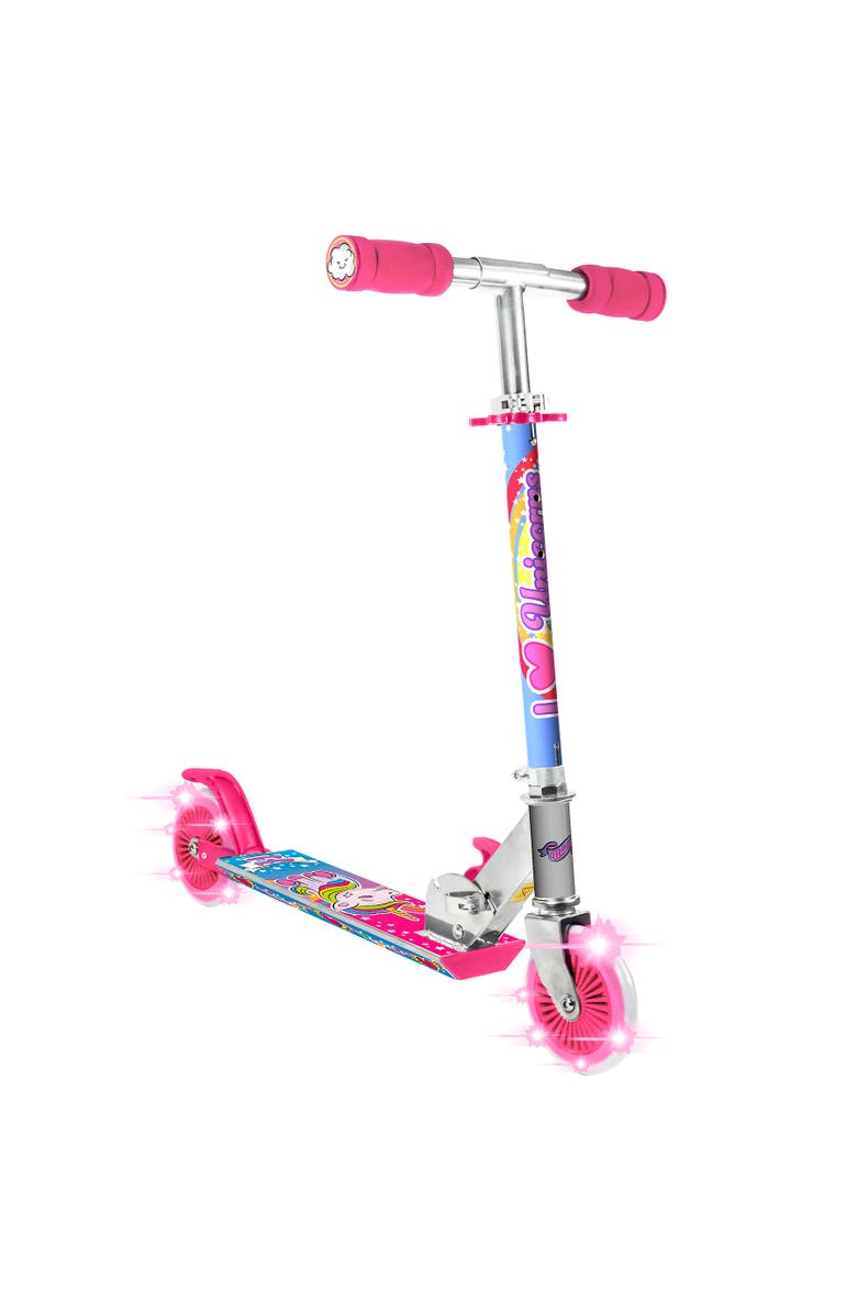 Ozbozz Unicorn Magical Sparkles Foldalbe Scooter Light Up Wheels Ages 5+, Main, color, Multicolored