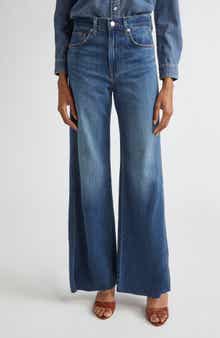 Kasey Raw Hem Mid Rise Wide Leg Jeans