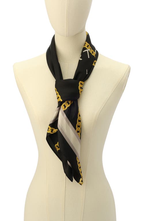Kurt Geiger London Charm Chain Square Silk Scarf In Black