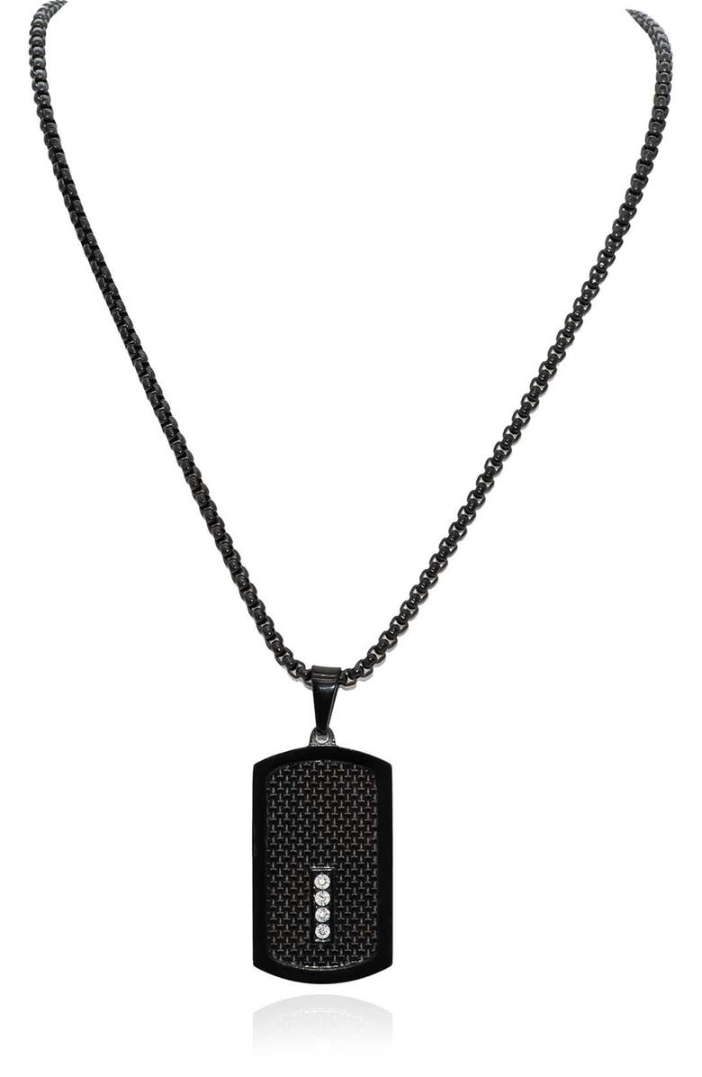AMERICAN EXCHANGE Crystal Dog Tag Pendant Necklace, Main, color, 