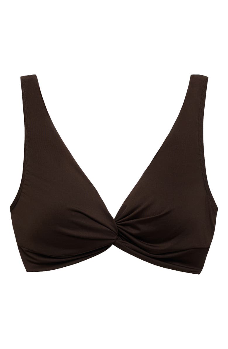MANGO Twist Front Bikini Top, Main, color, Chocolate
