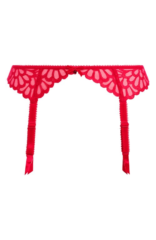 Freya Loveland Embroidered Mesh Garter Belt In Bombshell Chilli Red