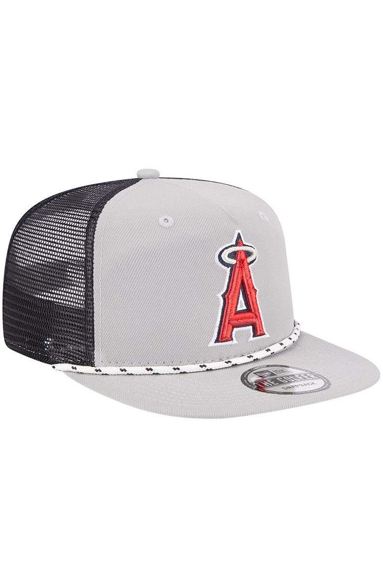 New Era Men's New Era Gray Los Angeles Angels Golfer Green Undervisor 9FIFTY Snapback Hat, Alternate, color, 