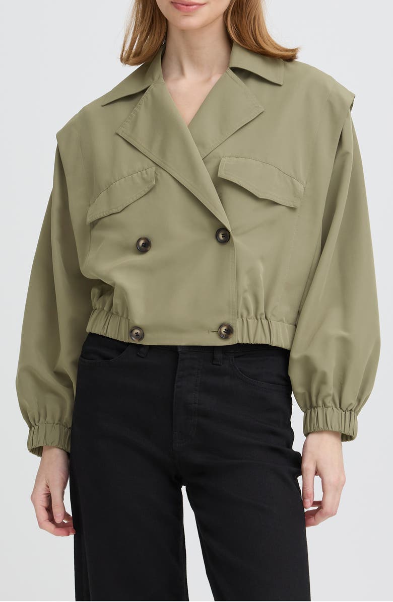 ICHI Blouson Trench Jacket, Main, color, Deep Lichen Green
