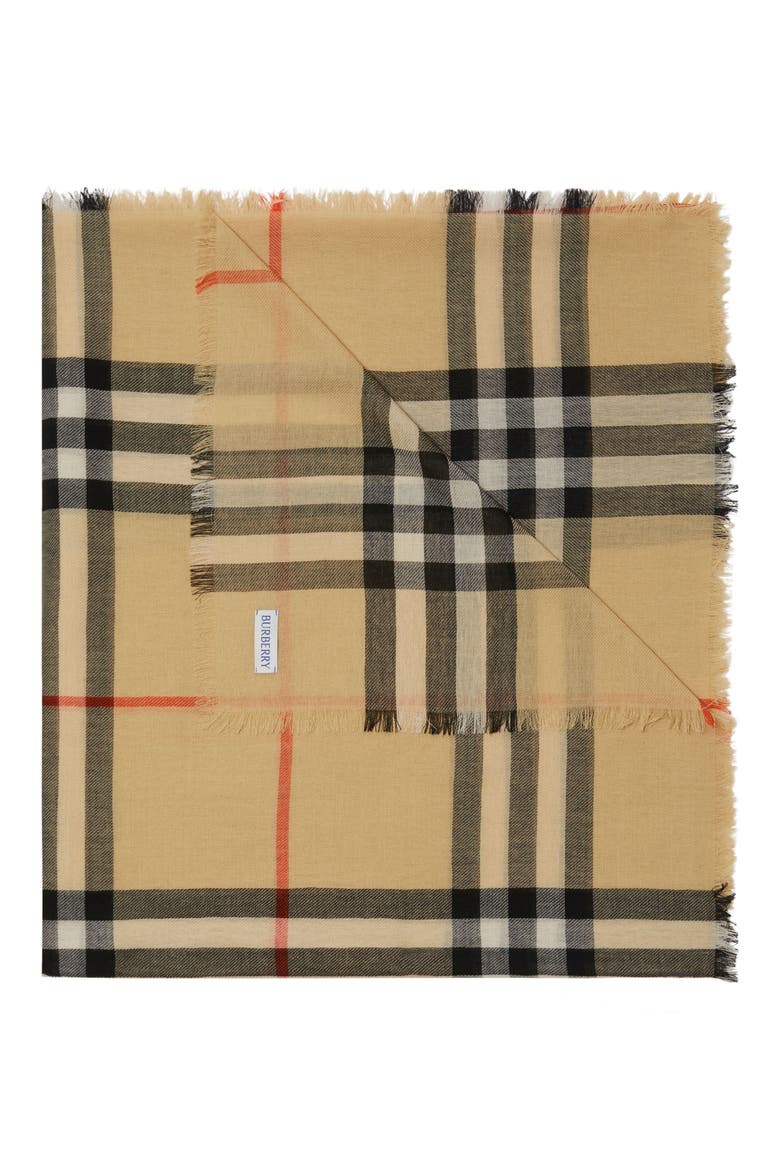 Check Wool Scarf, Alternate, color, ARCHIVE BEIGE