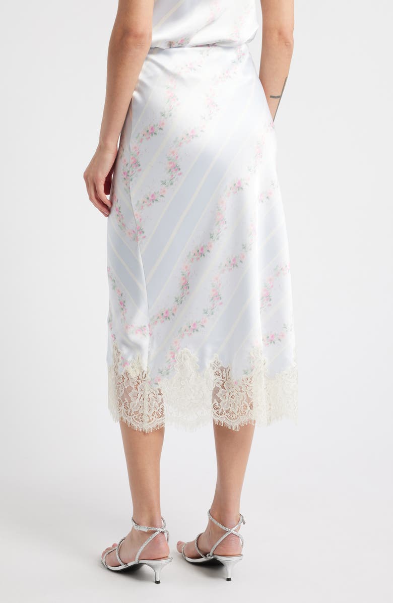 LoveShackFancy Malina Floral Lace Trim Satin Skirt, Alternate, color, 