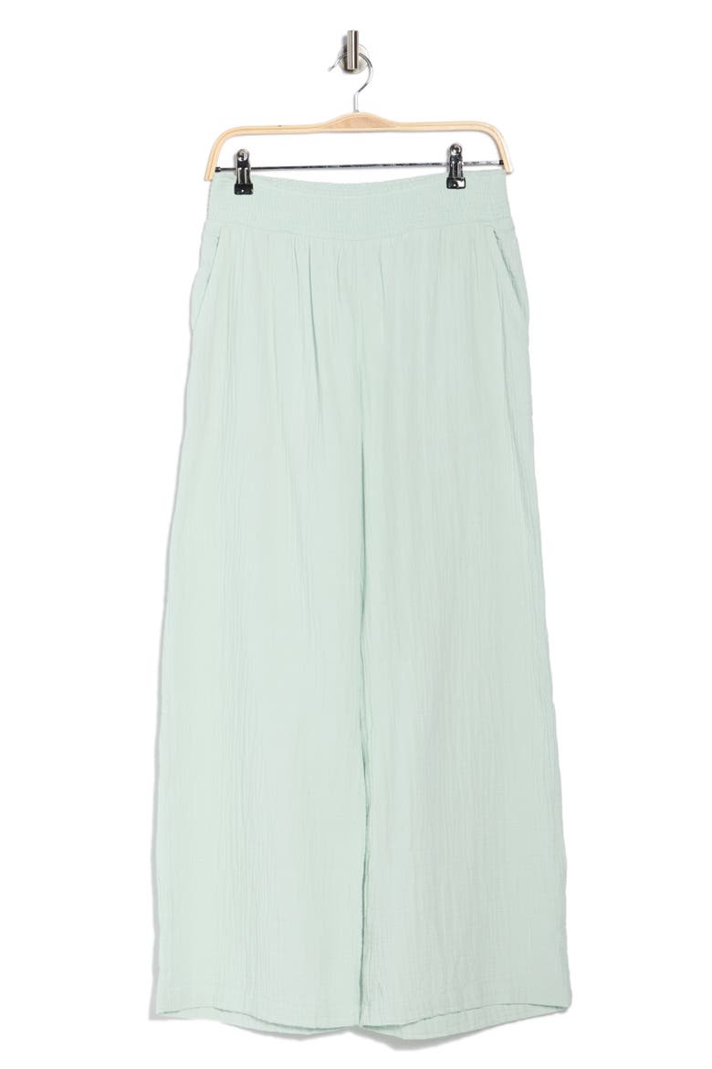 Cotton Gauze Wide Leg Pants, Alternate, color, GREEN JOYFUL
