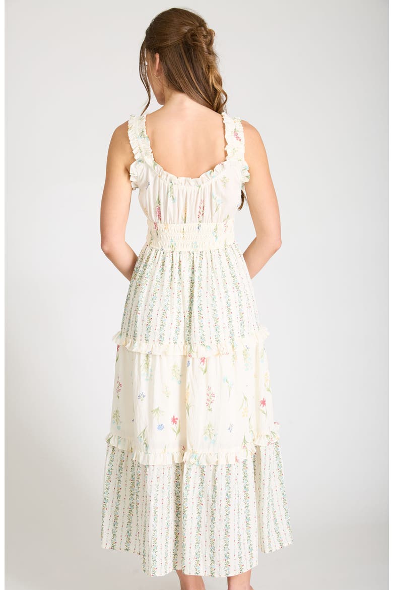Print Sleeveless Tiered Maxi Dress, Alternate, color, IVORY MULTI